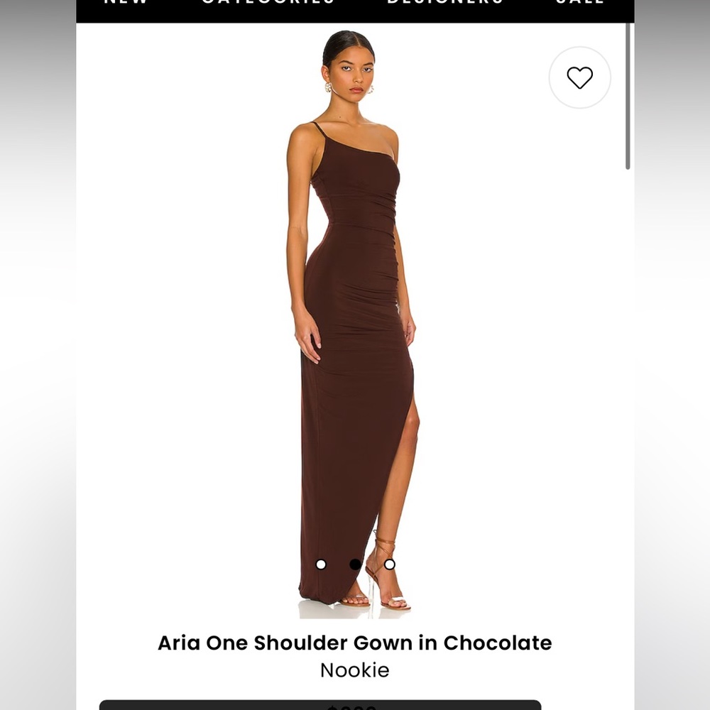 Revolve Aria One Shoulder Gown in Chocolate - new with tags